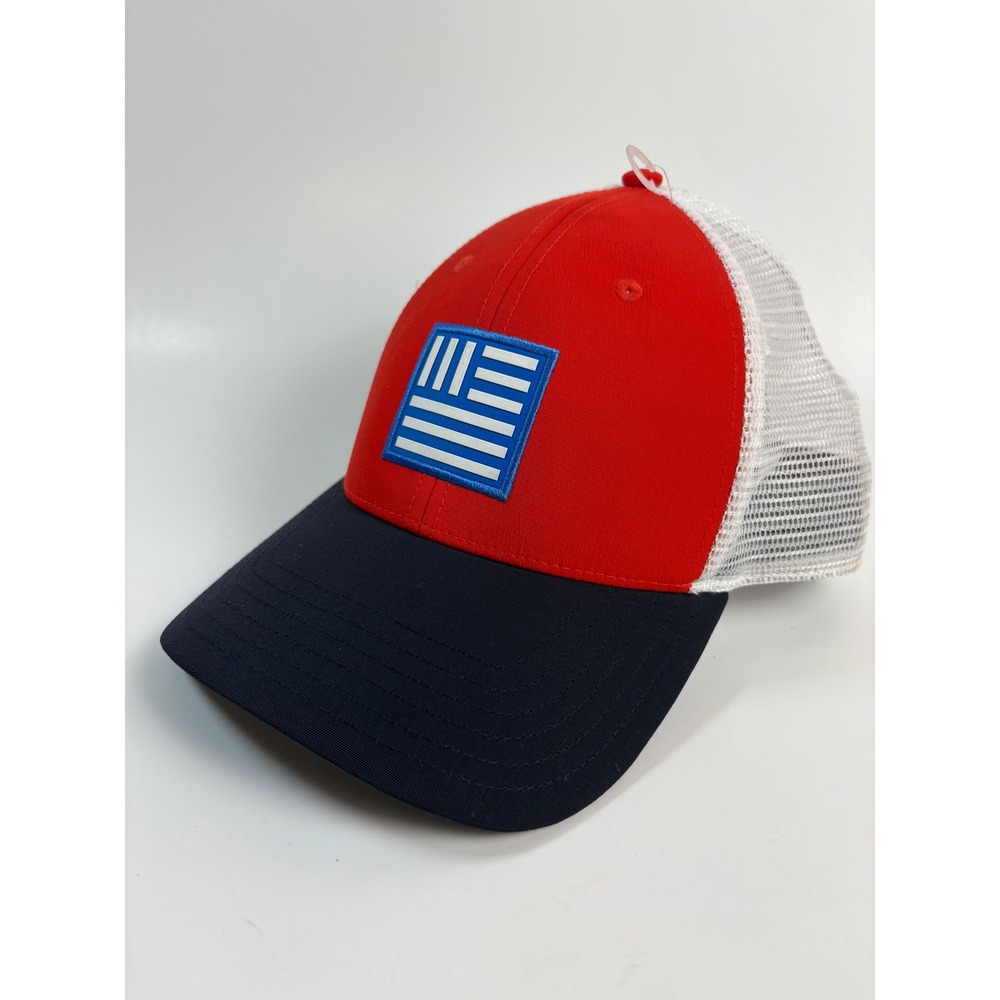 The North Face Trucker Hat Red Navy White Mesh Snapback Flag Patch Unisex OSFM